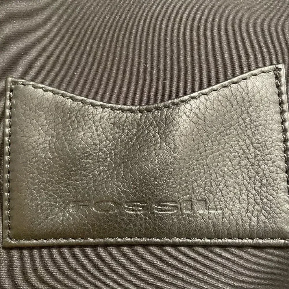 Fossil Crossbody Bag Black Shoulder Leather Microfiber Work Fashion Business